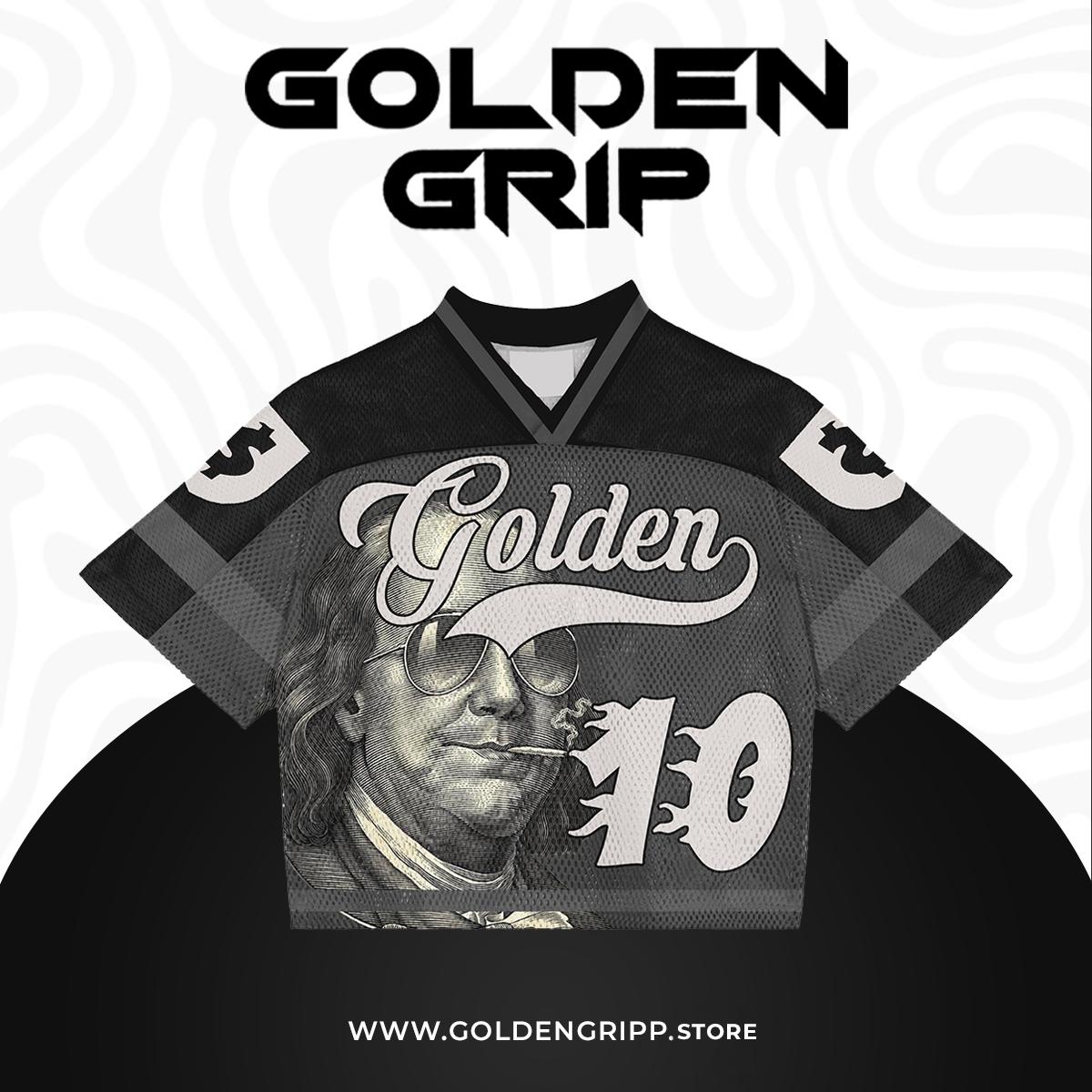 Golden Grip Benjamin Francklin black football jersey