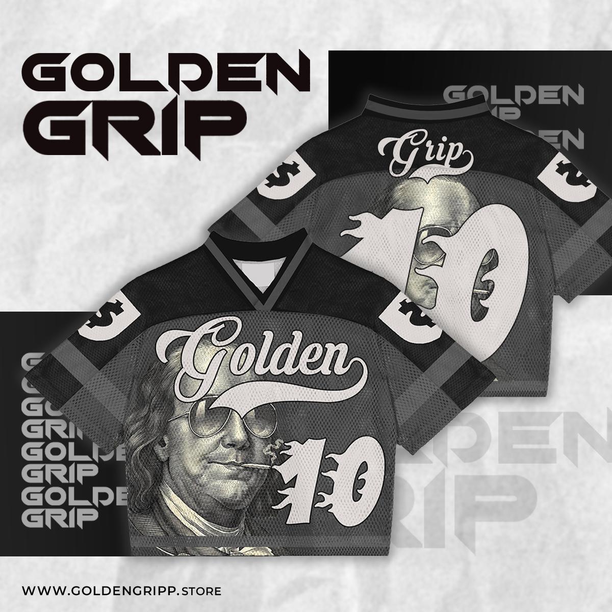 Golden Grip Benjamin Francklin black football jersey