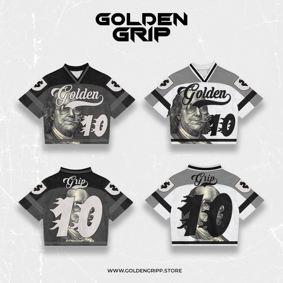 Golden Grip Benjamin Francklin white football jersey
