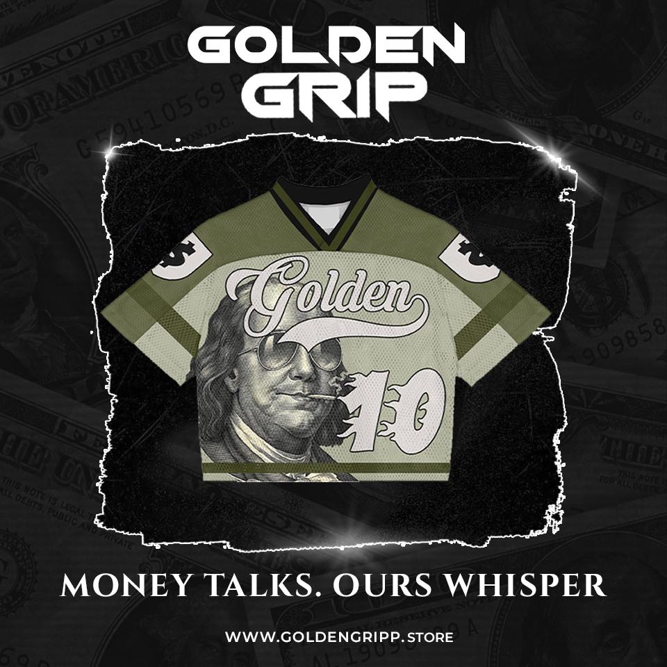 Golden Grip Benjamin Francklin green football jersey