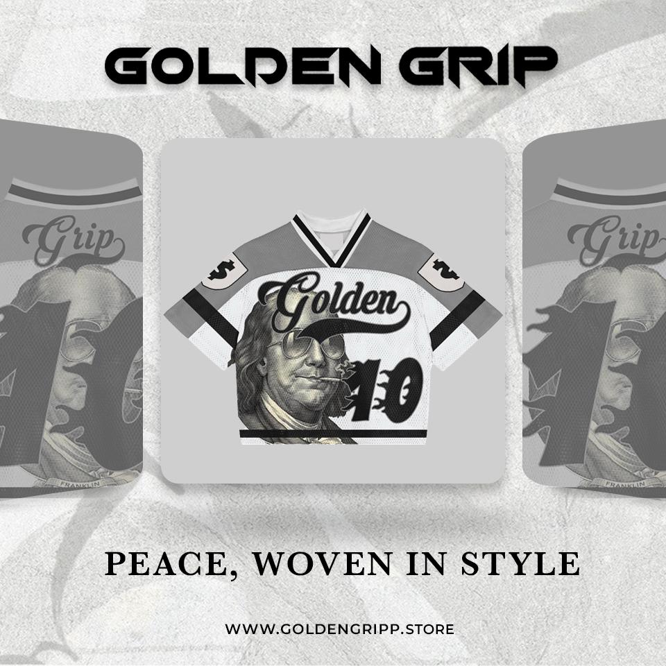 Golden Grip Benjamin Francklin white football jersey