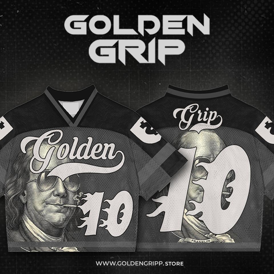 Golden Grip Benjamin Francklin black football jersey