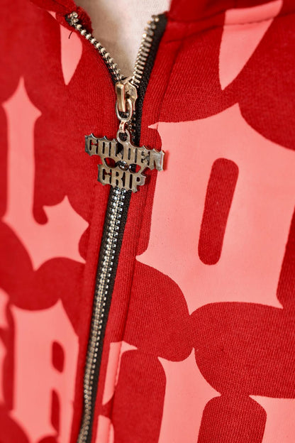 Golden grip red zip up