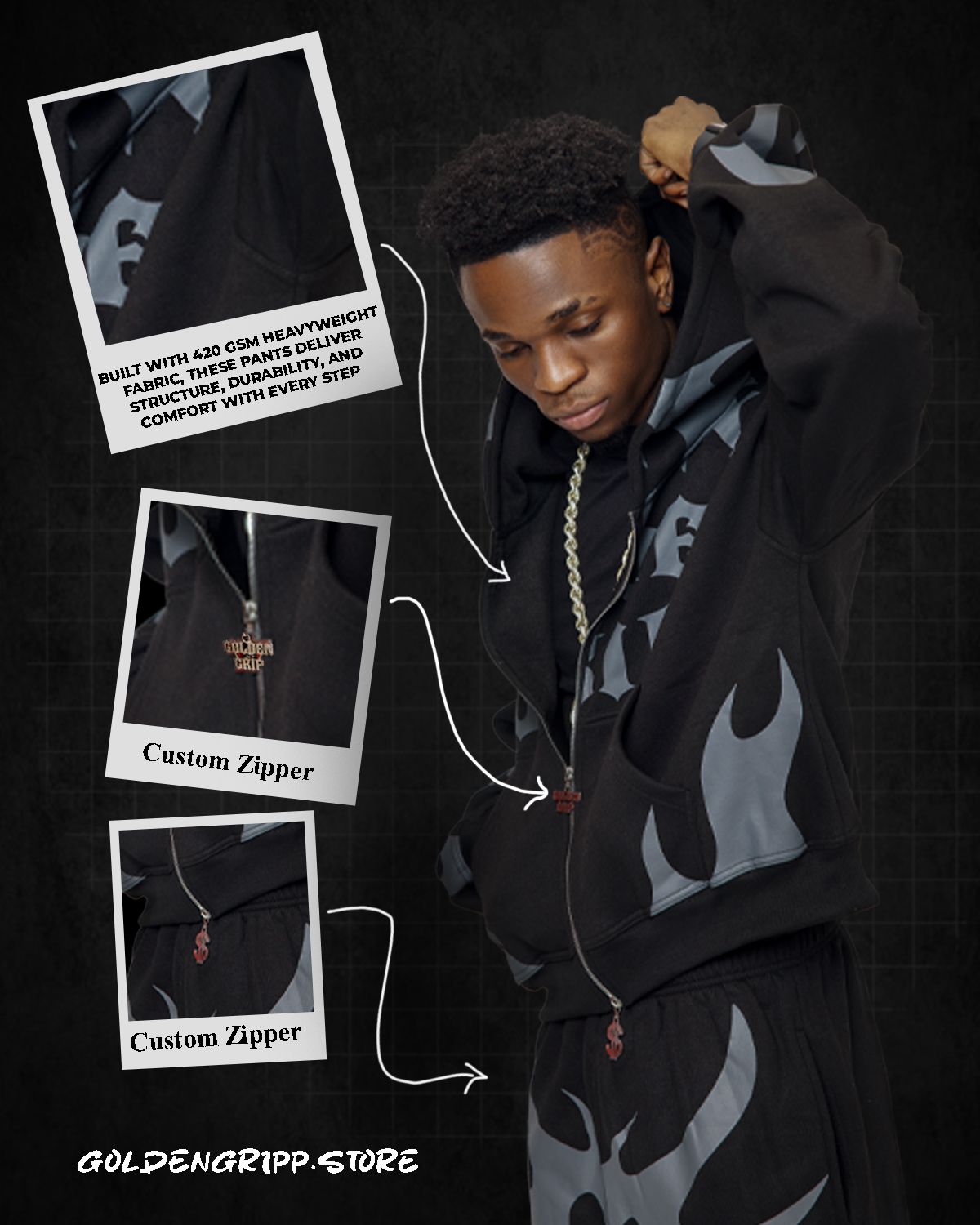 Golden Grip black zip up