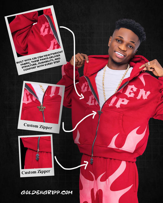 Golden grip red zip up