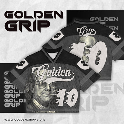 Golden Grip Benjamin Francklin black football jersey