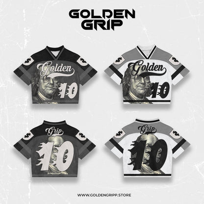 Golden Grip Benjamin Francklin white football jersey