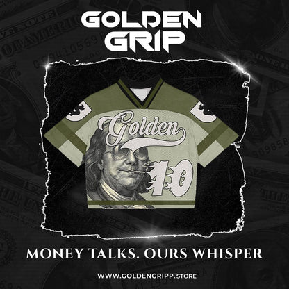 Golden Grip  Benjamin Francklin green football jersey