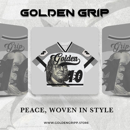 Golden Grip Benjamin Francklin white football jersey