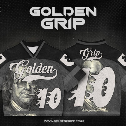Golden Grip Benjamin Francklin black football jersey